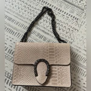 Vera Pelle Italian leather snakeskin print handbag